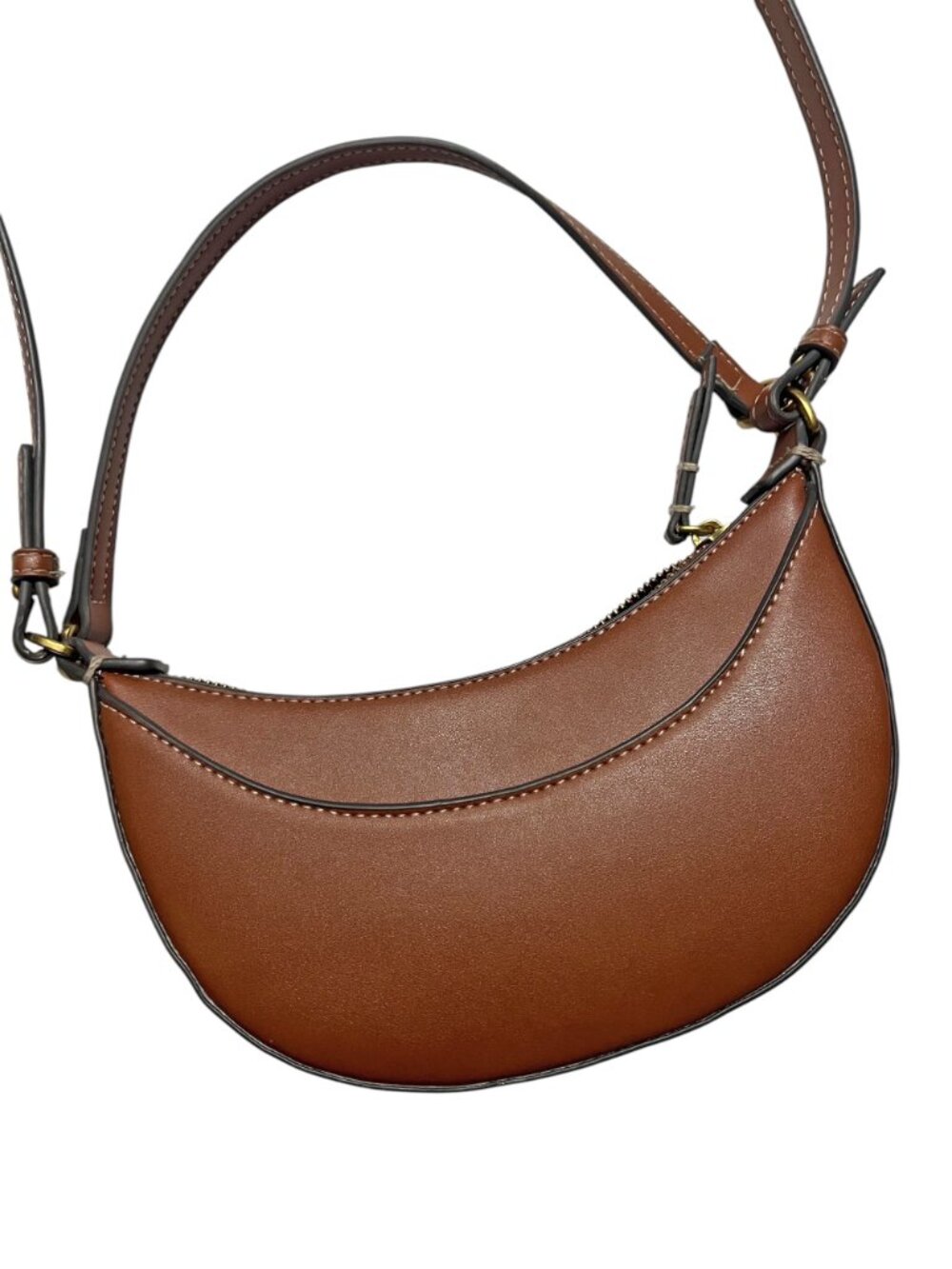 Mango MNG Crescent Crossbody / Shoulder Bag with Zip Closure and Gold Hardware - Picture 2 of 2